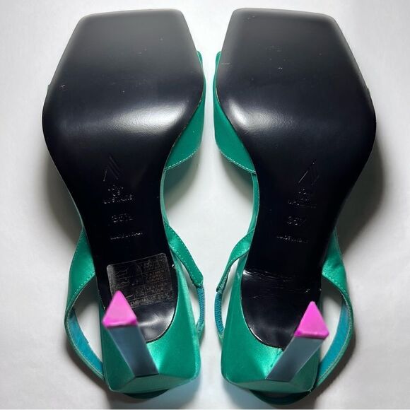 The Attico Ginger Slingback Sandals in Emerald - Picture 6 of 7
